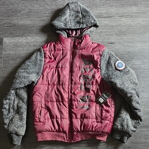 Aeropostale Maroon and Gray Two-Tone Puffer Jacket